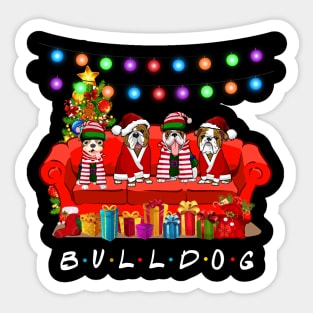 Friends Bulldog Merry Christmas Sweatershirt Sticker